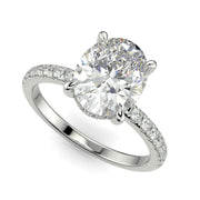 Nicollette Oval Cut Pave Hidden Halo 4 Prong Claw Set Engagement Ring Setting - Nivetta